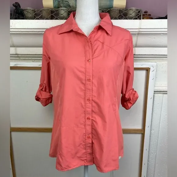 Ascend Coral Button-Up Outdoor Sport Shirt w/ netting lining and zip side pocket - Picture 3 of 15